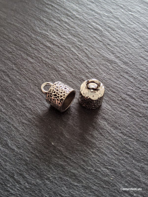 10 or 50 Patterned Antique Silver Tone Alloy End Caps for 9.5mm Cord (10mm end caps)