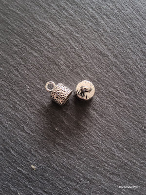 10 or 50 Patterned Antique Silver Tone Alloy End Caps for 9.5mm Cord (10mm end caps)