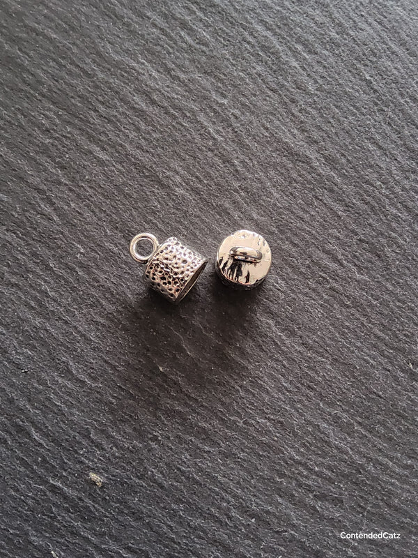 10 or 50 Patterned Antique Silver Tone Alloy End Caps for 9.5mm Cord (10mm end caps)
