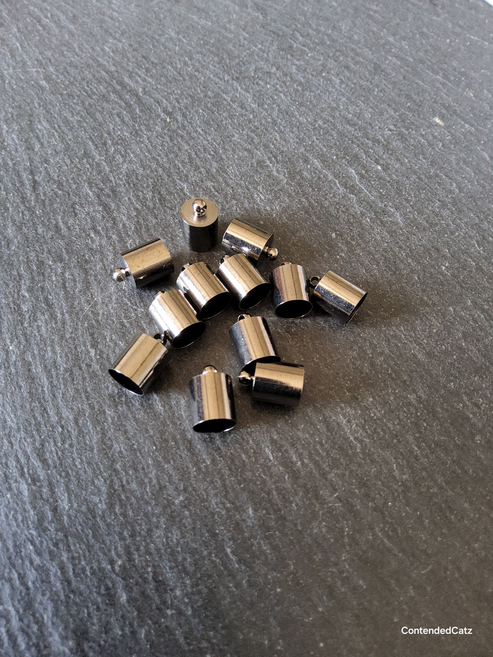 20 or 50 Gunmetal Tone Brass End Caps for 7mm Cord (7.5mm end caps) 12x8mm