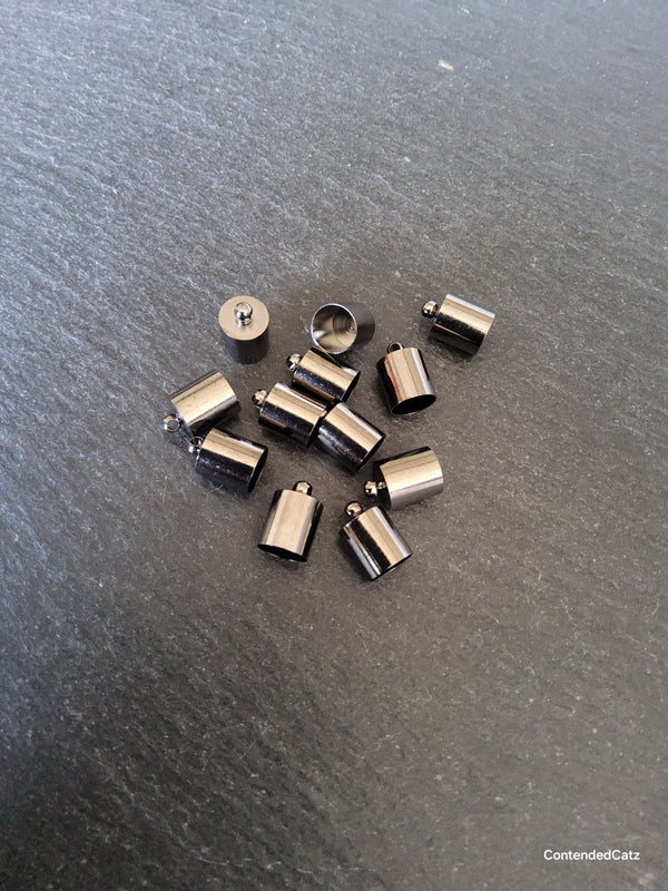 20 or 50 Gunmetal Tone Brass End Caps for 7mm Cord (7.5mm end caps) 12x8mm