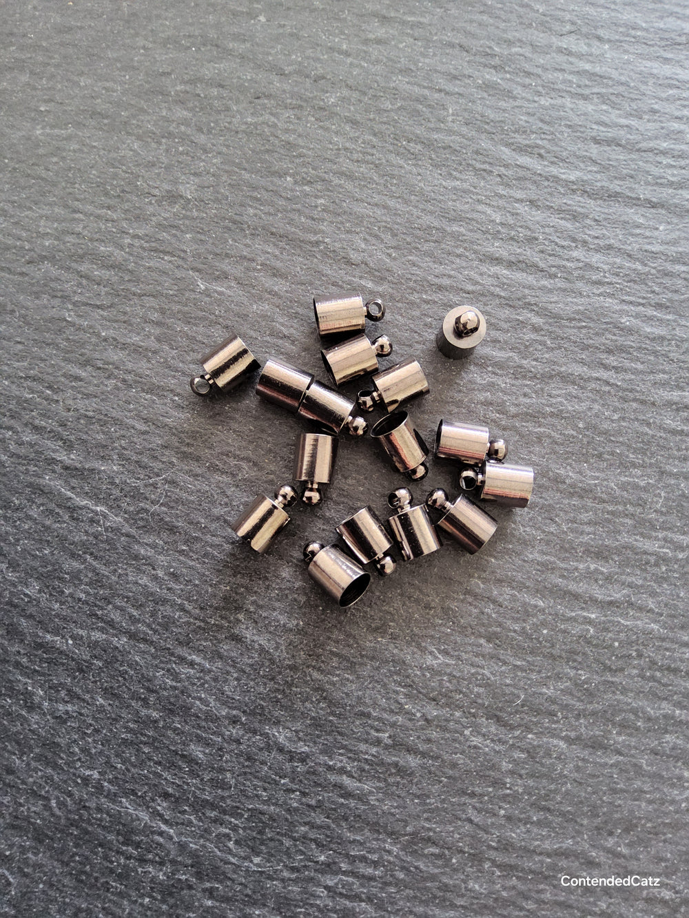 50 Gunmetal Tone Brass End Caps for 5mm Cord (5.5mm end caps) 10x6mm Hole: 2mm