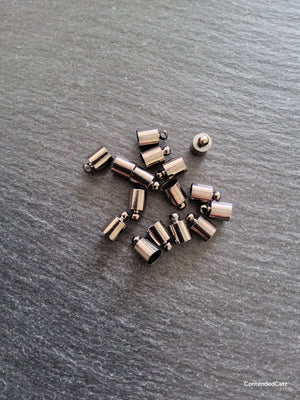 50 Gunmetal Tone Brass End Caps for 5mm Cord (5.5mm end caps) 10x6mm Hole: 2mm