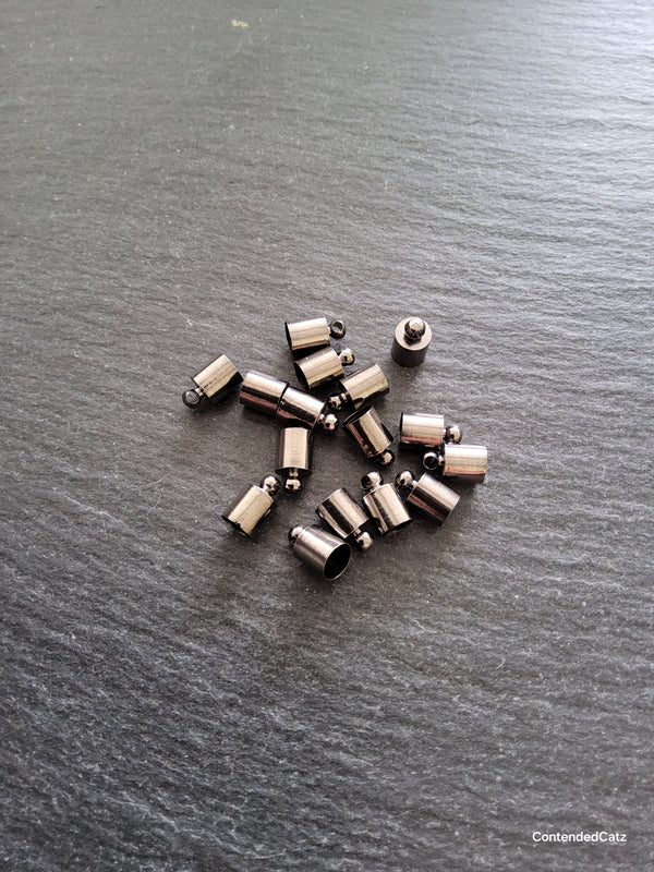 50 Gunmetal Tone Brass End Caps for 5mm Cord (5.5mm end caps) 10x6mm Hole: 2mm