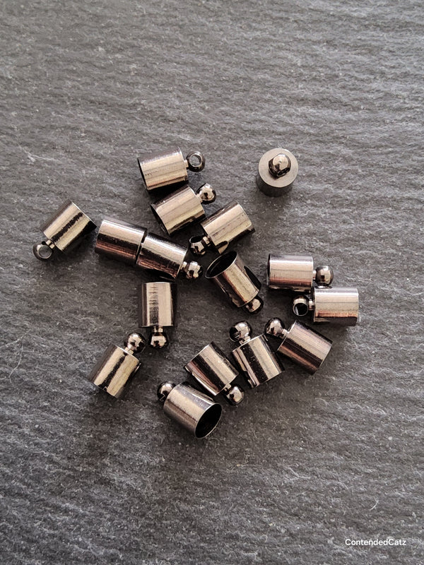 50 Gunmetal Tone Brass End Caps for 5mm Cord (5.5mm end caps) 10x6mm Hole: 2mm