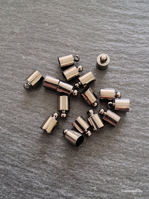 50 Gunmetal Tone Brass End Caps for 5mm Cord (5.5mm end caps) 10x6mm Hole: 2mm