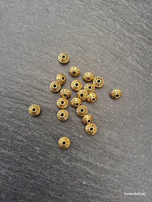 20 or 100 Antique Gold Tone 6.5mm Flying Saucer Shaped Spacer Beads 6.5x4.2mm Hole: 1mm