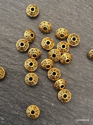 20 or 100 Antique Gold Tone 6.5mm Flying Saucer Shaped Spacer Beads 6.5x4.2mm Hole: 1mm