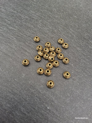 20 or 100 Antique Bronze Tone 6mm Flying Saucer Shaped Bicone Spacer Beads 6x4mm Hole: 1.5mm