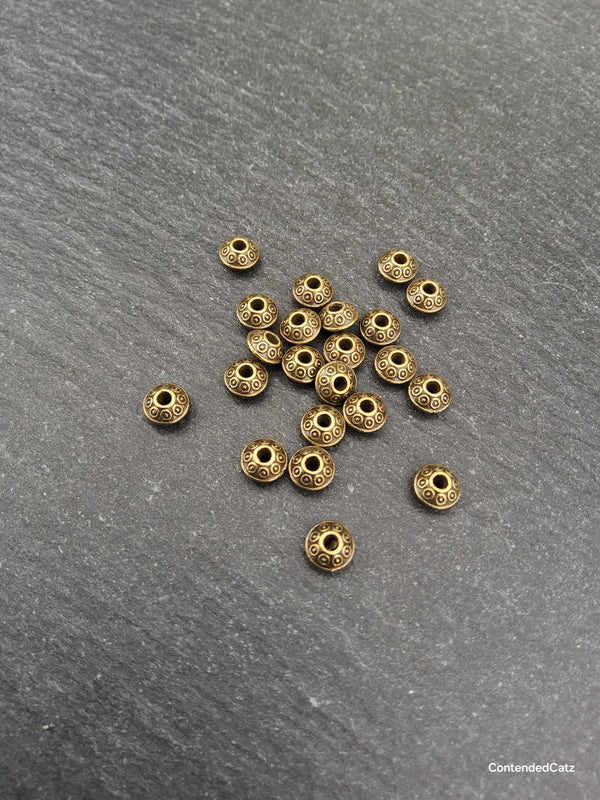 20 or 100 Antique Bronze Tone 6mm Flying Saucer Shaped Bicone Spacer Beads 6x4mm Hole: 1.5mm
