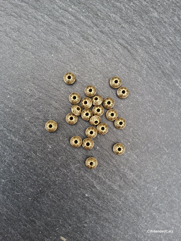20 or 100 Antique Bronze Tone 6mm Flying Saucer Shaped Bicone Spacer Beads 6x4mm Hole: 1.5mm