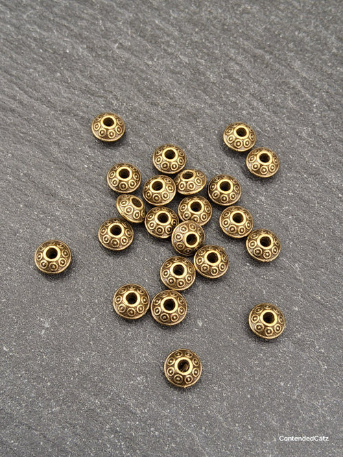20 or 100 Antique Bronze Tone 6mm Flying Saucer Shaped Bicone Spacer Beads 6x4mm Hole: 1.5mm