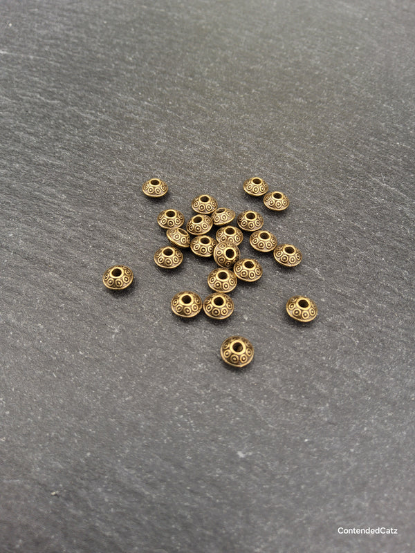 20 or 100 Antique Bronze Tone 6mm Flying Saucer Shaped Bicone Spacer Beads 6x4mm Hole: 1.5mm