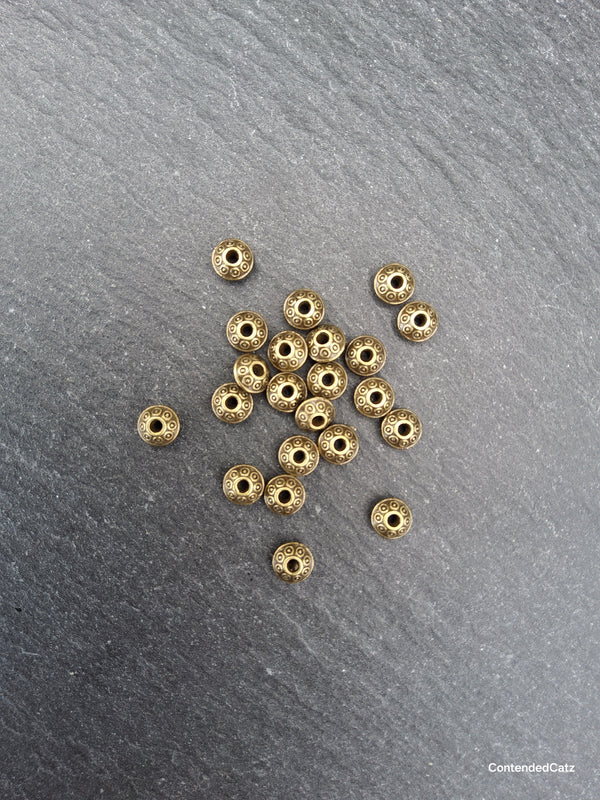 20 or 100 Antique Bronze Tone 6mm Flying Saucer Shaped Bicone Spacer Beads 6x4mm Hole: 1.5mm