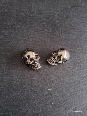 Large Skull Pendant Antique Silver Tone Metal Alloy 38x22mm Large 6.5mm Hole