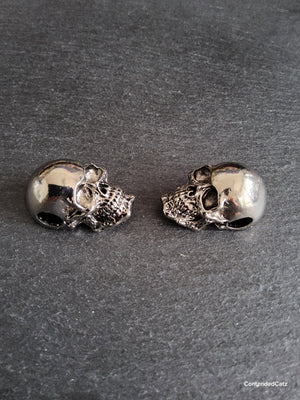 Large Skull Pendant Antique Silver Tone Metal Alloy 38x22mm Large 6.5mm Hole