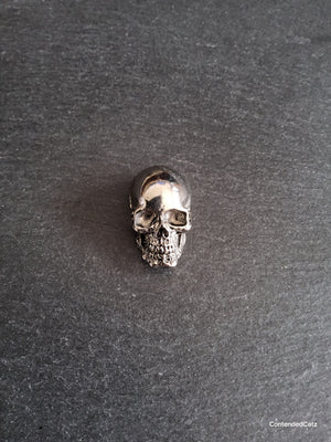 Large Skull Pendant Antique Silver Tone Metal Alloy 38x22mm Large 6.5mm Hole