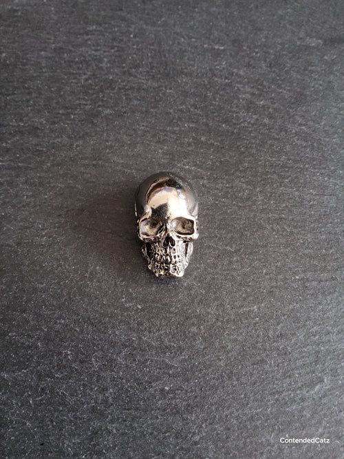 Large Skull Pendant Antique Silver Tone Metal Alloy 38x22mm Large 6.5mm Hole