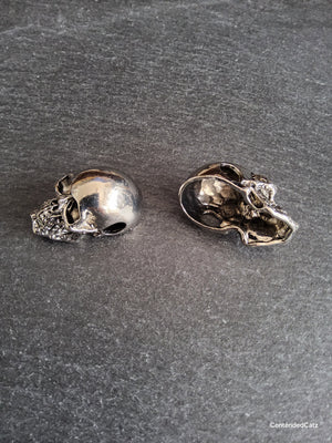 Large Skull Pendant Antique Silver Tone Metal Alloy 38x22mm Large 6.5mm Hole