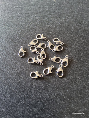 20 or 100 Silver Plated 12mm Lobster Clasps Nickel FREE Alloy 12x7mm