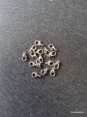 20 or 100 Silver Plated 12mm Lobster Clasps Nickel FREE Alloy 12x7mm
