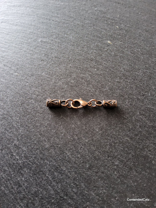Antique Copper Patterned Alloy End Cap Sets for 3mm Cord Necklaces (3.5mm end caps)