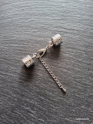 Antique Silver Tone Alloy End Cap Sets for 9.5mm Cord (9.8mm end caps)