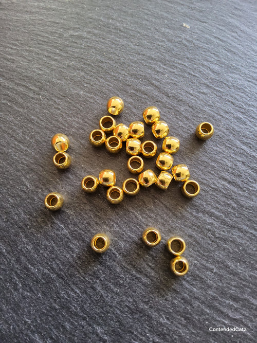 20 or 100 Bright Gold 7mm Smooth Plain Barrel Metal Alloy Spacer Beads 7x6mm Hole: 4mm