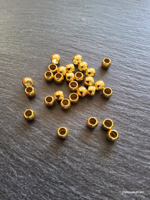 20 or 100 Bright Gold 7mm Smooth Plain Barrel Metal Alloy Spacer Beads 7x6mm Hole: 4mm