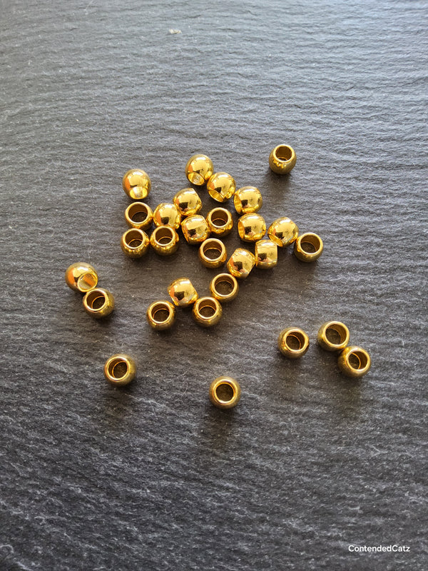 20 or 100 Bright Gold 7mm Smooth Plain Barrel Metal Alloy Spacer Beads 7x6mm Hole: 4mm