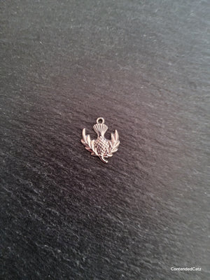 10 or 50 Scottish Thistle charms Antique Silver Tone Alloy 23x20mm