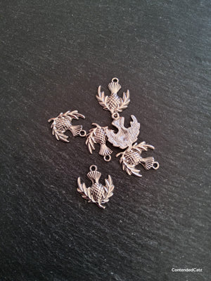 10 or 50 Scottish Thistle charms Antique Silver Tone Alloy 23x20mm