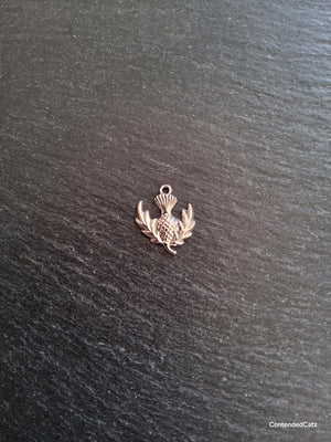 10 or 50 Scottish Thistle charms Antique Silver Tone Alloy 23x20mm