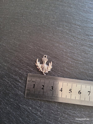 10 or 50 Scottish Thistle charms Antique Silver Tone Alloy 23x20mm
