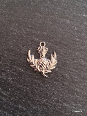 10 or 50 Scottish Thistle charms Antique Silver Tone Alloy 23x20mm