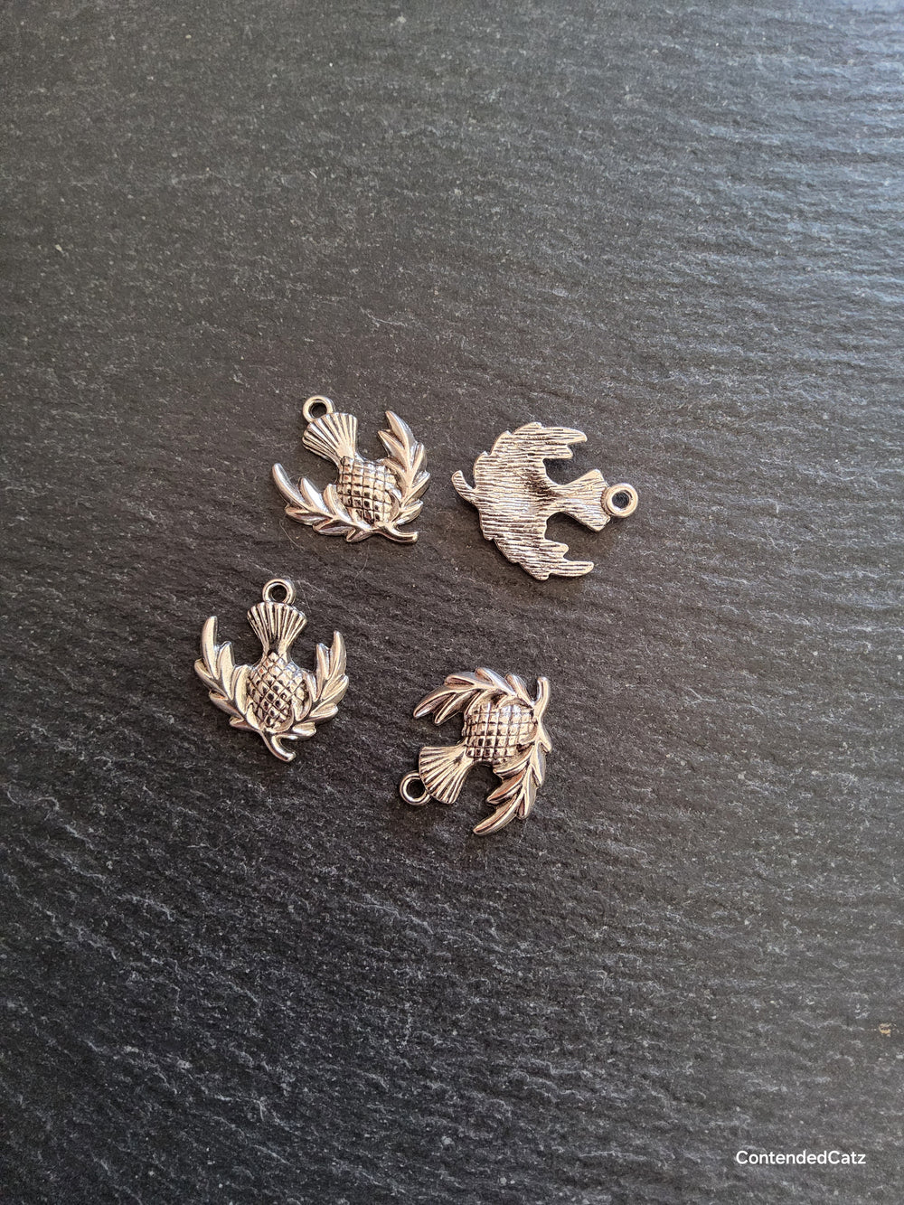 10 or 50 Scottish Thistle charms Antique Silver Tone Alloy 23x20mm