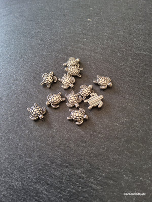 10 or 50 Turtle Beads Antique Silver Tone Alloy 13x12x4mm Hole: 1.3mm