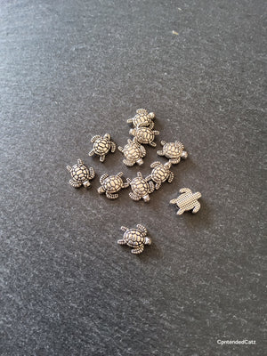 10 or 50 Turtle Beads Antique Silver Tone Alloy 13x12x4mm Hole: 1.3mm