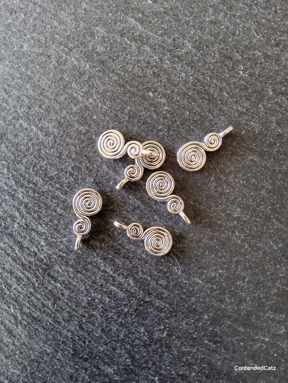 20 or 100 Double Swirl Charms Antique Silver Tone Alloy 17x8mm