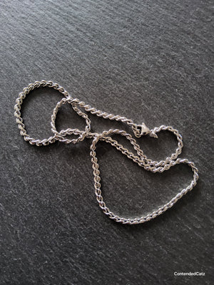 Stainless Steel Flattened Wheat Chain Necklace 3.5x2.2mm - Various Lengths