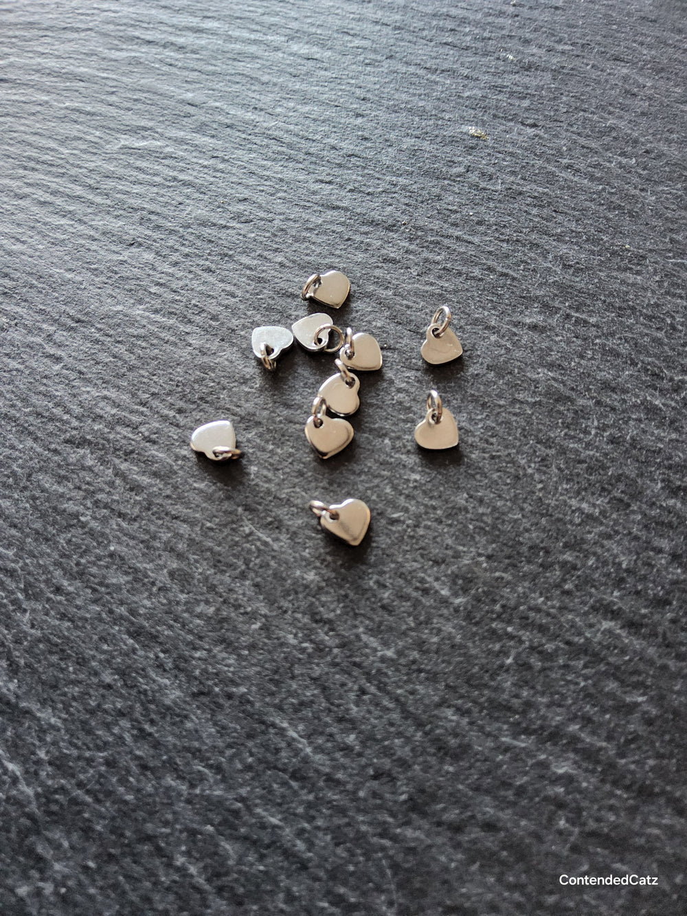 10 or 50 Stainless Steel Tiny Flat Heart Charms 6x5x0.9mm