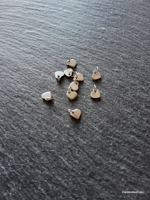 10 or 50 Stainless Steel Tiny Flat Heart Charms 6x5x0.9mm