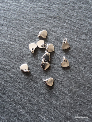10 or 50 Stainless Steel Tiny Flat Heart Charms 6x5x0.9mm