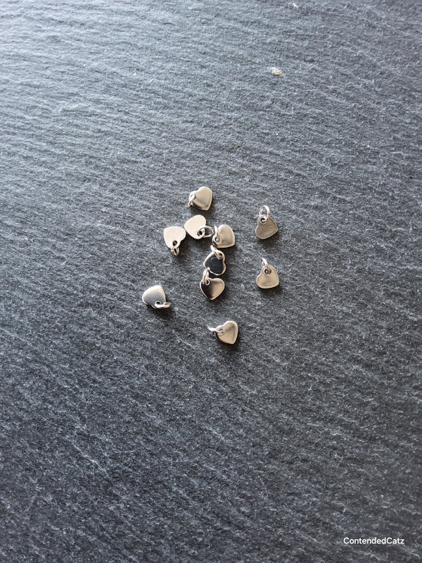 10 or 50 Stainless Steel Tiny Flat Heart Charms 6x5x0.9mm