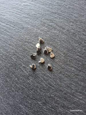 10 or 50 Stainless Steel Tiny Flat Heart Charms 6x5x0.9mm