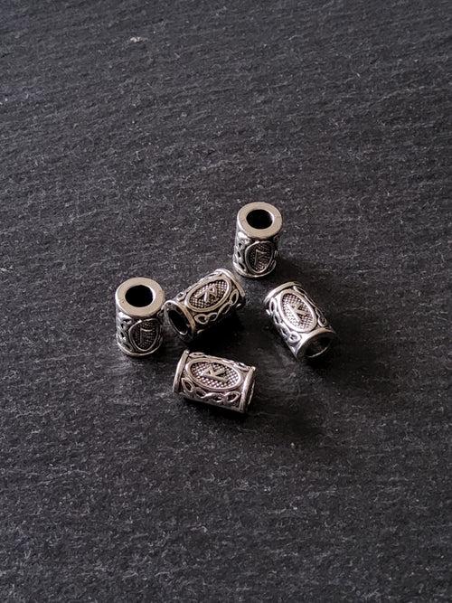 6 or 30 Raidho ᚱ Rune Beads Elder Futhark Antique Silver Tone 13x8mm Hole: 4.7mm
