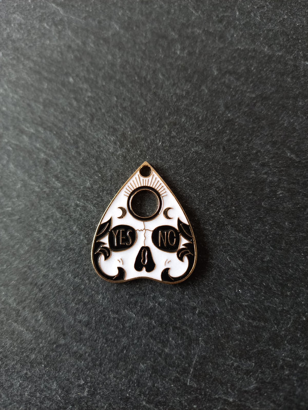 4 or 20 Ouija Skull Planchette Charms Gold Alloy with White & Black Enamel 26x22mm