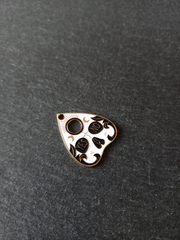 4 or 20 Ouija Skull Planchette Charms Gold Alloy with White & Black Enamel 26x22mm
