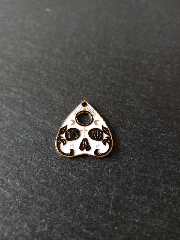 4 or 20 Ouija Skull Planchette Charms Gold Alloy with White & Black Enamel 26x22mm