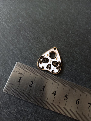 4 or 20 Ouija Skull Planchette Charms Gold Alloy with White & Black Enamel 26x22mm